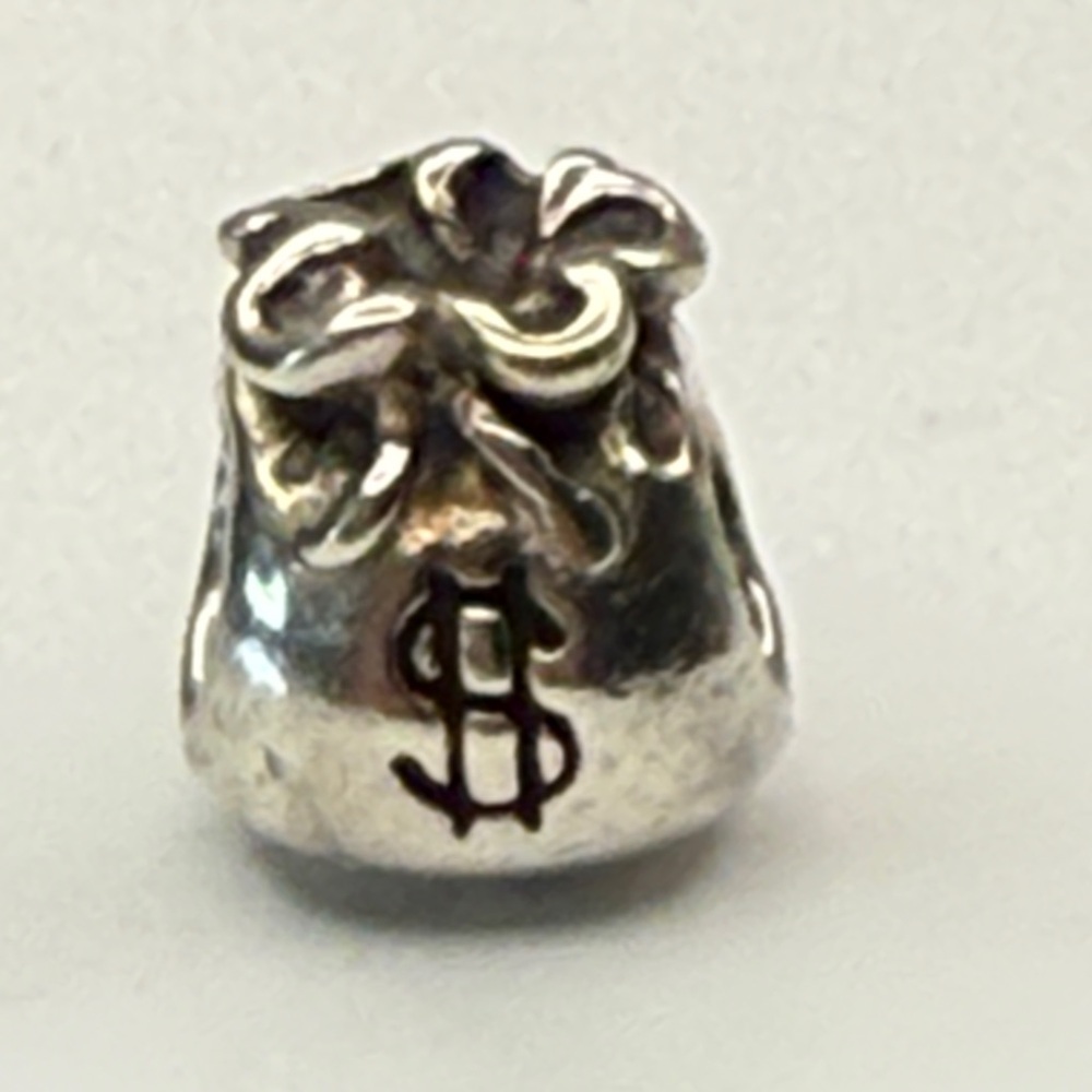 Pandora Retired Money Bag Dollar Sign Charm 925 ALE Threaded